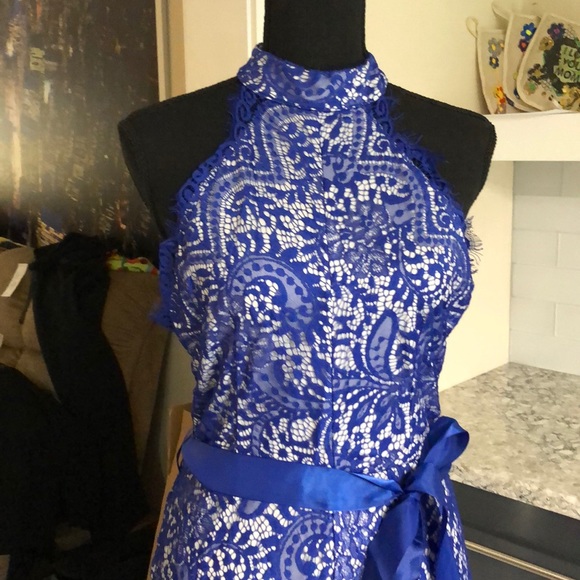 Fits 4-6 Romper Blue Halter lace - Picture 7 of 8